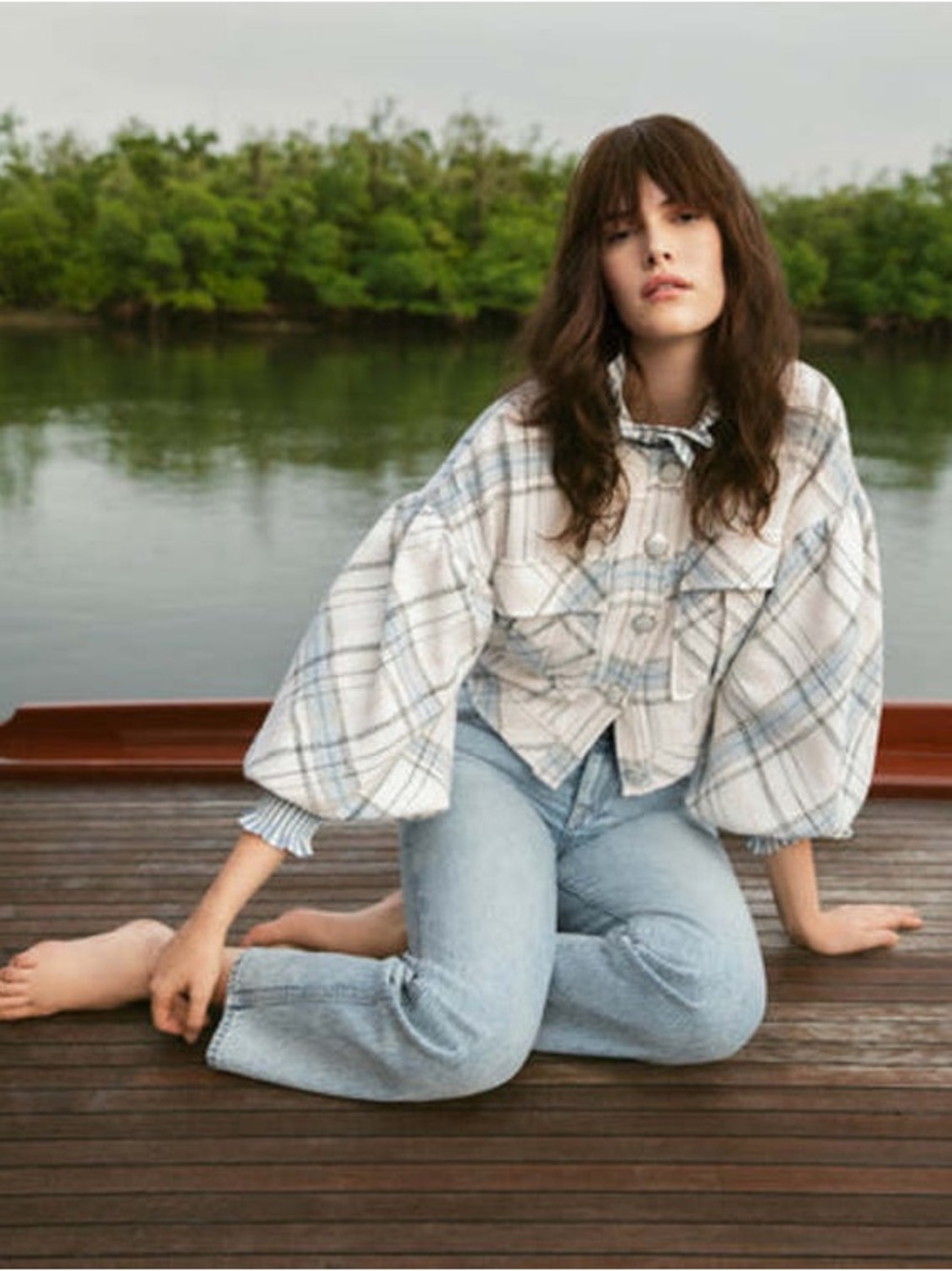 Veronica Beard Nikolai Oversized Jacket Plaid Puff Sleeve Size 8 - Picture 2 of 12